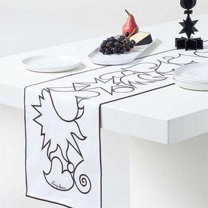 NIP! Crate & Barrel Celestial 90" Embroidered Table Runner by Lucia Eames™